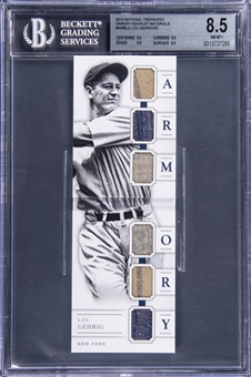 2016 Panini National Treasures Armory #AMB-LG Lou Gehrig 6x Game Used Relic Booklet (#13/25) - BGS NM-MT+ 8.5